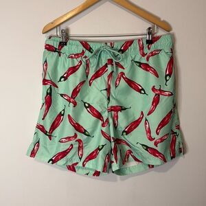 George Men’s Swim Trunks – Chili Pepper Print, Size Large, 5.5” Inseam